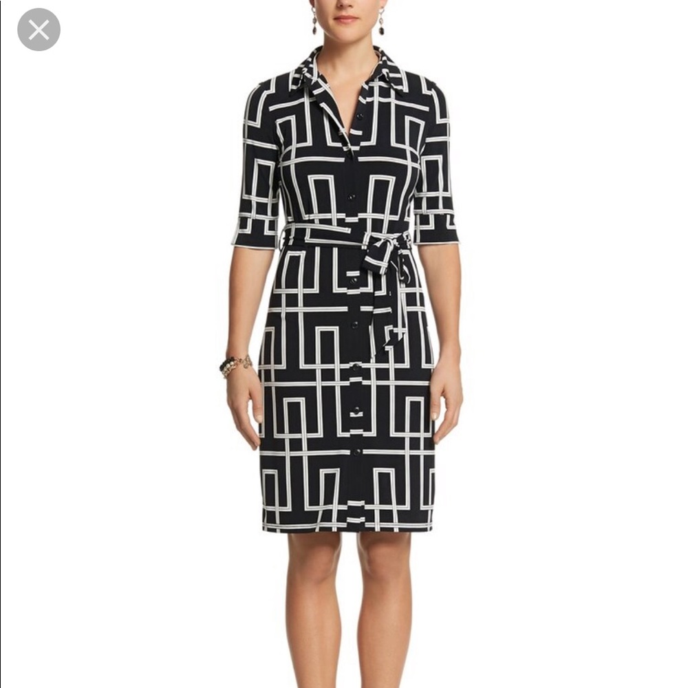 3Q printed geo shirt dress